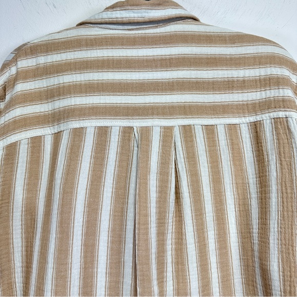 Gentle Fawn Sonia Cotton Gauze Button Down Shirt Sand Stripe Relaxed Fit Size L - Picture 5 of 7